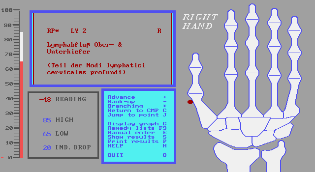 Monitor whrend des Mevorganges am Punkt Lymphe 2